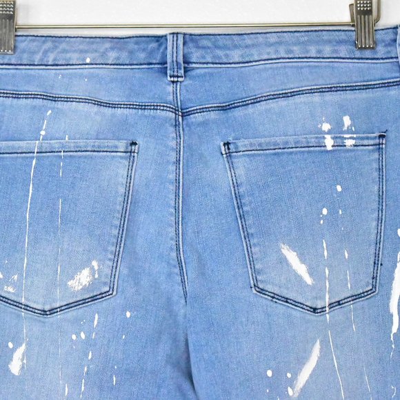 White House Black Market Jeans Womens 8 Mid Rise Girlfriend Skinny Paint Splash - Picture 8 of 10